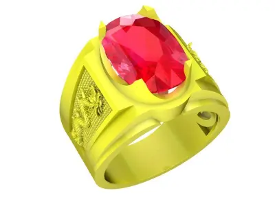 Luxury Oval Ruby Signet Ring for Men  4923 3D print model