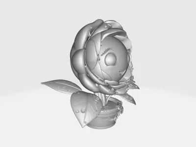 Valentine Rose Planter Smiling Flower Character Romantic  3D print model