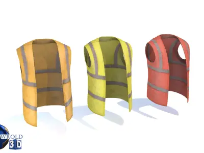 Worker Vest Safety Vest Collection Pack Lowpoly 3D Model  Low-poly 3D model