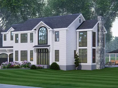 American Exterior House Design  Classic Modern Country Home  3D model