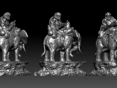 Arhat riding elephant  3D print model