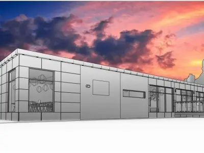 Single Level  Modular Office Building 3D model