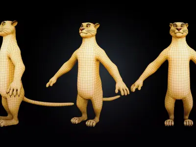 Biped BigCat Rigged Low-poly 3D model