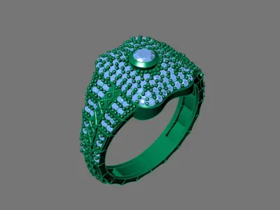 Gents Rings Diamond Men Ring STL 3DM 3D ready print model 3D print model
