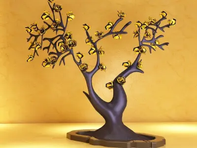 metal ornament tree decoration shiny clean unreal  3D model