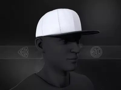 Black And White Snapback Cap  Low-poly 3D model