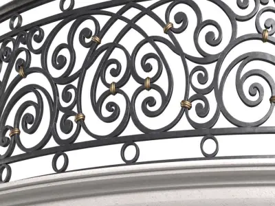 Classic Round balcony Forged Fence 3D model