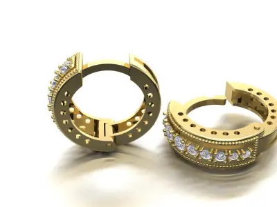 Earings with gems 3D print model 3D print model