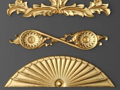 luxury 2 set of ornate gold ornaments 3D model