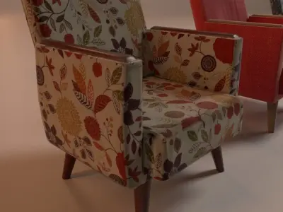 Retro Armchairs Low-poly 3D model