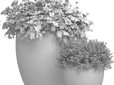 Flowerbed in a garden pot Flowers Garden Plant  3D model
