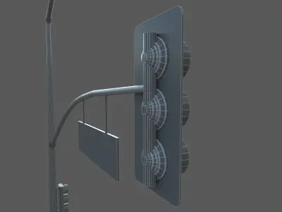 street light stop sign low poly 3D model