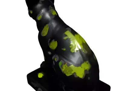 Weathered Mossy Cat Statue Low-poly 3D model