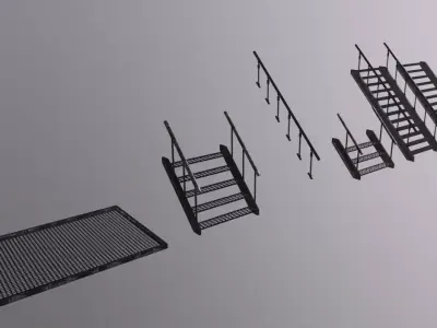 Stairs Ironwork Low-poly 3D model