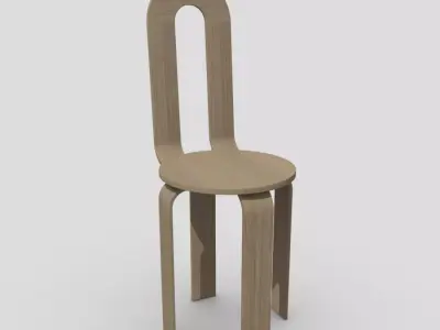 Chair 3 made of wood Low-poly 3D model