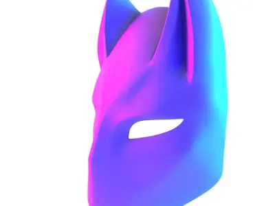 Lunar Feline Mask Abstract Bat Minimalist toy 3D print model