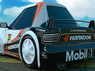 Rigged low poly cartoon racing car HANKOOK Low-poly 3D model