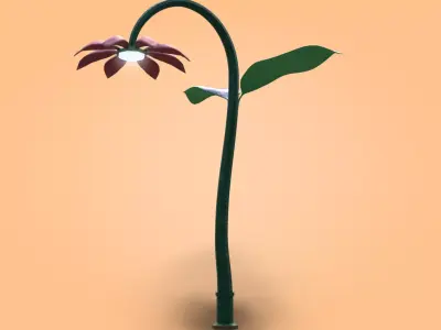 LampPost24 flower street lamp Free low-poly 3D model