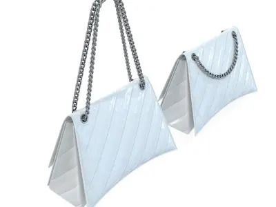 Balenciaga Crush Medium Chain Bag Quilted White Low-poly 3D model
