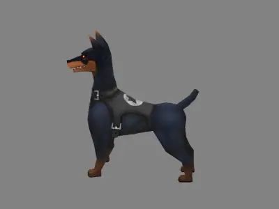 Cartoon Police Dog - Hunting Dog Low-poly 3D model