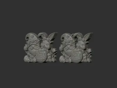 easter gnome and bunny with easter egg decor  3D print model