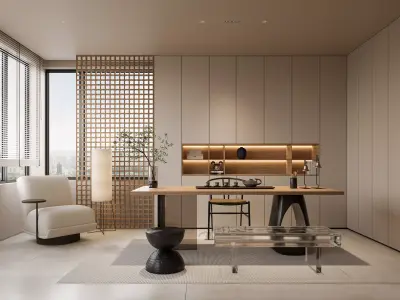 Modern living room dining room interior scenes 432 3D model