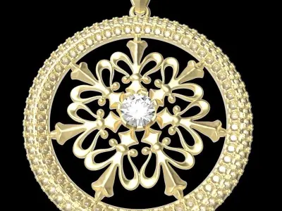 fleur-de-lis pendant with gems  3D print model