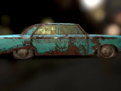 Old Discoloured Car Low-poly 3D model