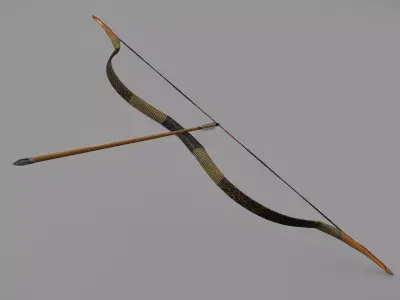 Traditional Hungarian Recurve Bow Low-poly 3D model