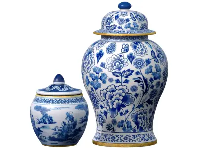 Traditional Ceramic Decorative Vase Urn and Jar Chinese Style  3D model