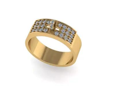 Hermes diamond ring 3D render 3D print model