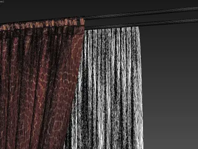 Curtains curtain with gold ribbons 3D model