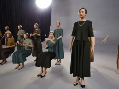 Modular Character - Asian Smart Casual Woman - FM2 Low-poly 3D model