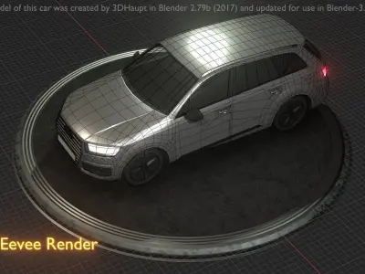 City Car 72 SUV Type-B Blue Low-poly 3D model