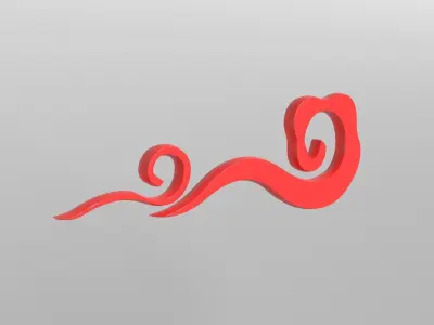 China Type Decoration Cloud v2 002 Low-poly 3D model