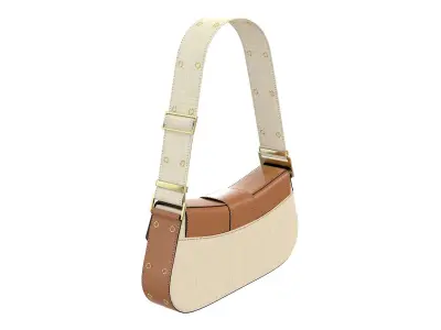 Dior Street Chic Bag Brown Beige Fabric 3D model