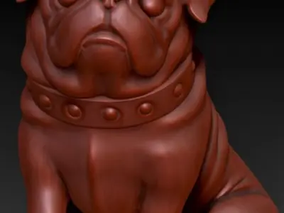 Pug 3d model dog statue 3D print model