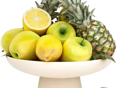 bowl of tropical fruits 17 3D model