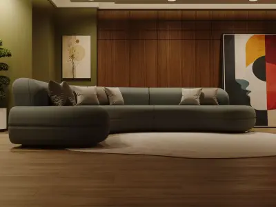 Modern Curved Sectional Sofa Minimalist Luxury Design 3D model