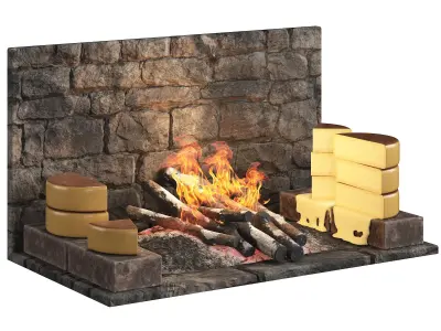 Raclette cheese fireplace 3D model