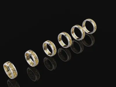 6-Size Wedding Ring Set 3D print model