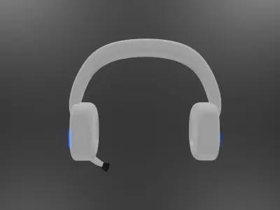White Headphones with camera and without camera Low-poly 3D model