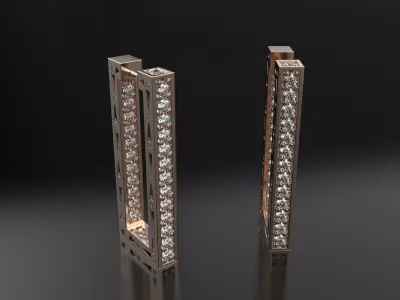 Diamond earrings 3D print model 3