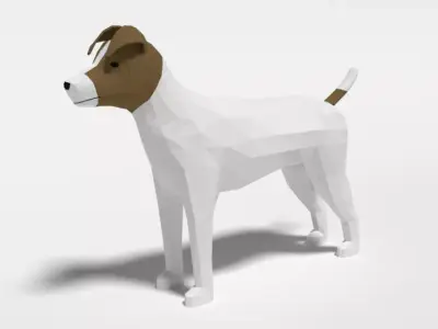 Low Poly Cartoon Jack Russell Terrier Dog Low-poly 3D model