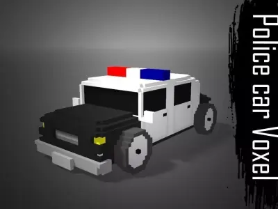 Police car Voxel Low-poly 3D model