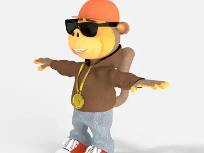 Stylish Cartoon Monkey 3D Model Low-poly 3D model