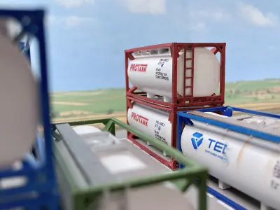 CARGO-0007 Container ISO standard H0-scale 8 items 3D print model