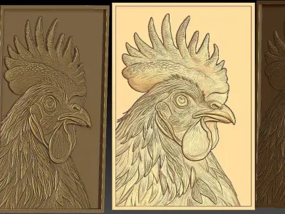 1 rooster CNC Relief Model 3D print model