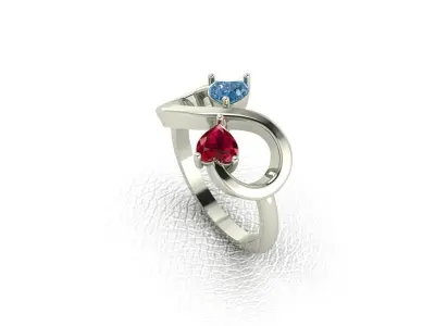 two hearts ring 3D print model