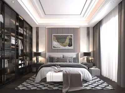 Modern Bedroom Scene 2 3D model